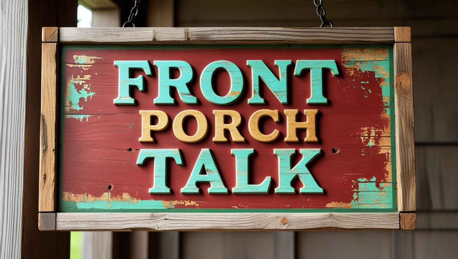 Rustic front porch wooden sign logo